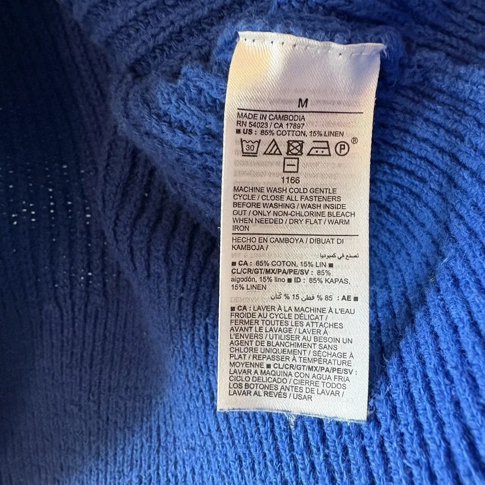 Old Navy Linen Cotton Blend Cardigan Blue V-neck Button Front Sweater Women's M - Picture 5 of 12